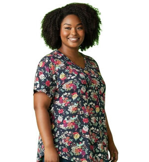Sleep Sense Blue Floral Short Sleeve Scoop Neck Knit Sleep Top 1X